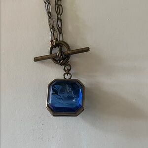 Extasia Blue Intaglio Pendant Necklace